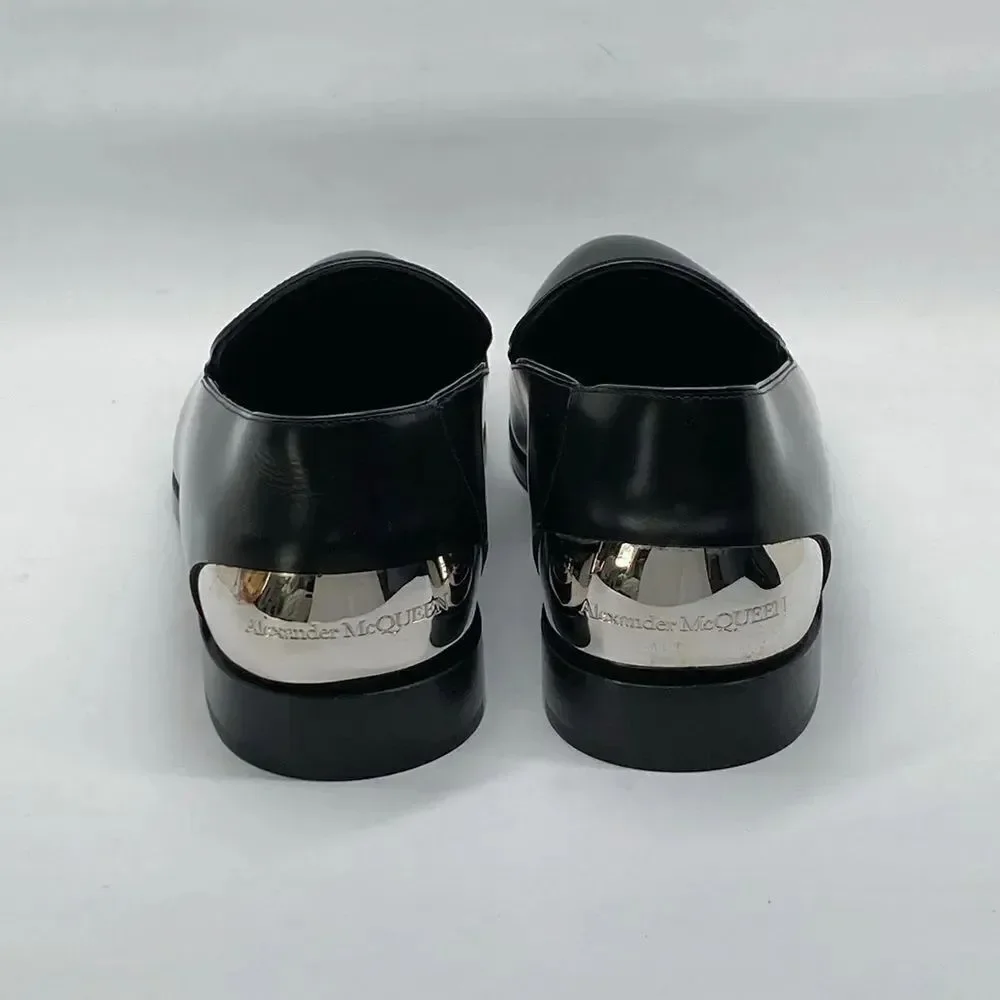 Alexander McQueen Metal Heel Leather Loafers size 43.5/us size 10.5